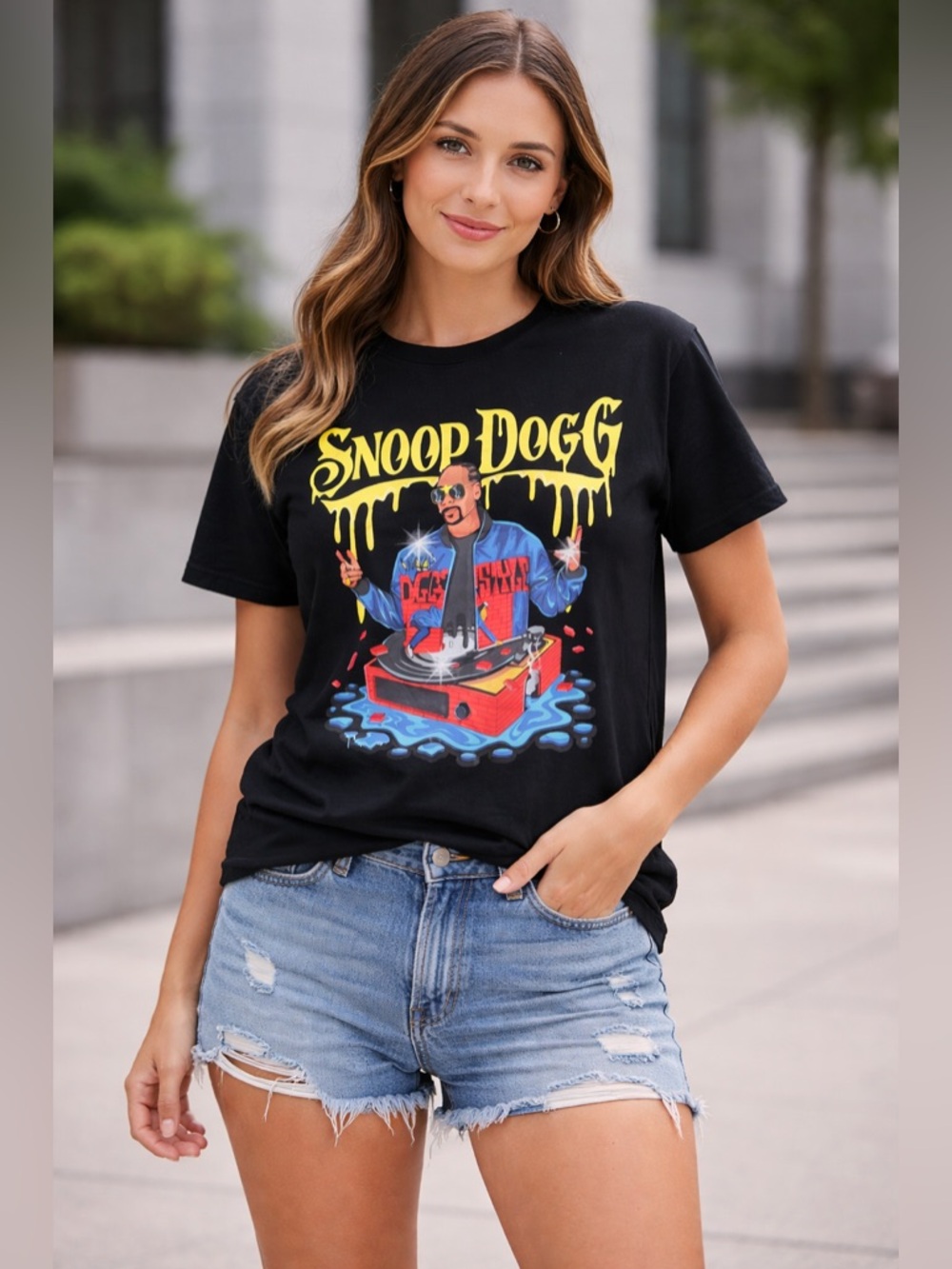 New- Snoop Dogg Black Graphic T-Shirt